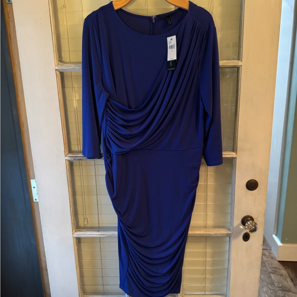 Elegant Blue Draped Women's Dress